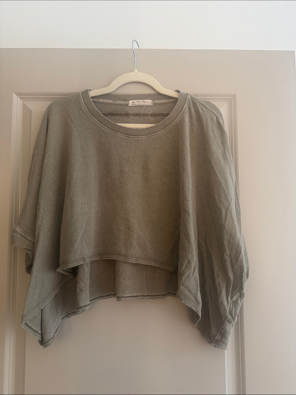 Free People Washed Olive Cropped Boxy Top
